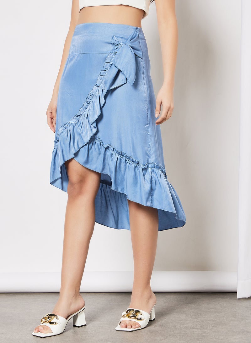 LABEL RAIL - Overlap Hem Skirt Blue - Image 1