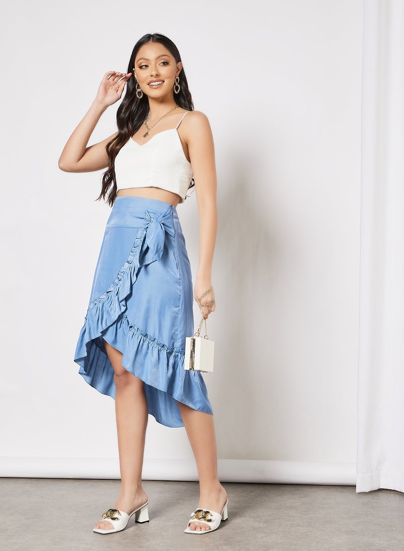 LABEL RAIL - Overlap Hem Skirt Blue - Image 1