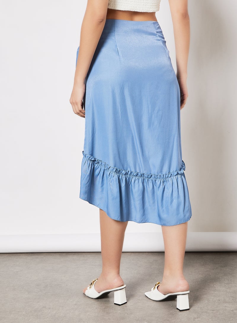 LABEL RAIL - Overlap Hem Skirt Blue - Image 1