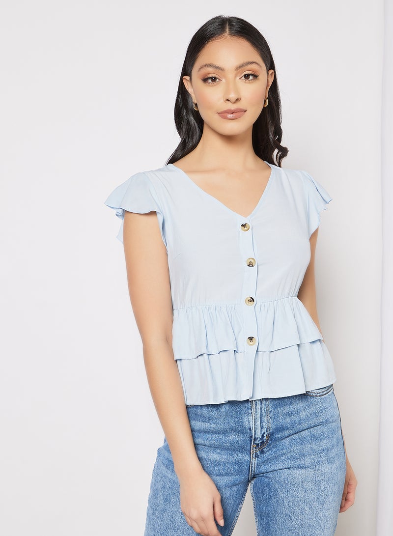 LABEL RAIL Tiered Hem Top Blue - Image 1