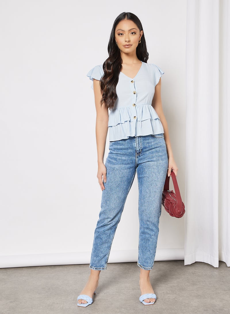 LABEL RAIL Tiered Hem Top Blue - Image 3
