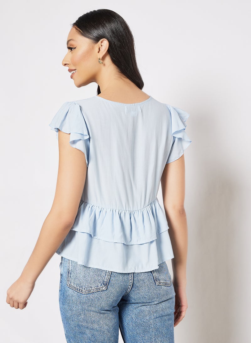 LABEL RAIL Tiered Hem Top Blue - Image 2