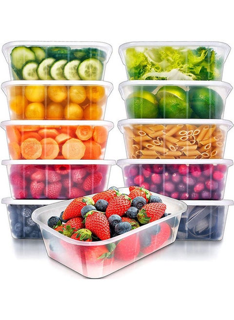 Microwave Boxes Meal Prep Containers 10 Pack Clear 750ml