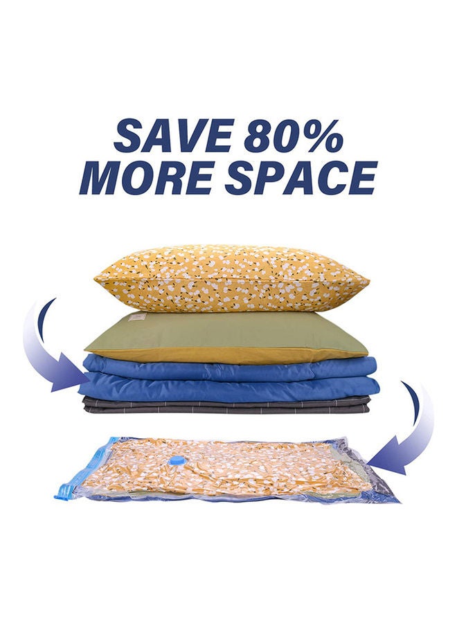 6-Pack Reusable Vacuum Storage Bags With Travel Hand Pump White/Blue 80x60cm - Image 3