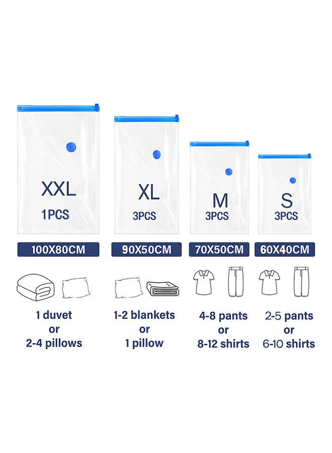 10-Pack Reusable Vacuum Storage Bags White/Blue 100x80cm  - Image 2