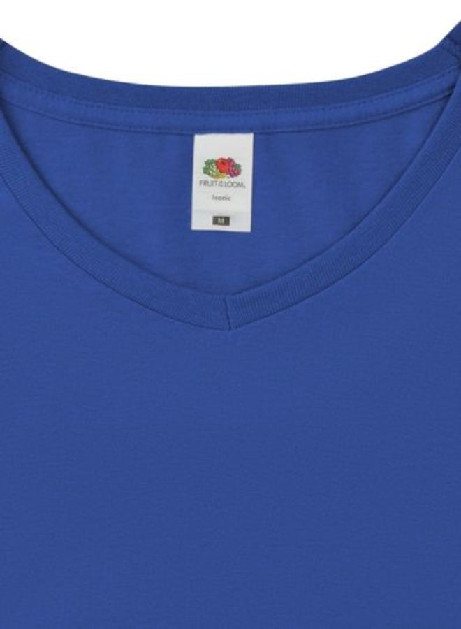FRUIT OF THE LOOM Iconic 150 V-Neck T-Shirt Royal Blue  - Image 5