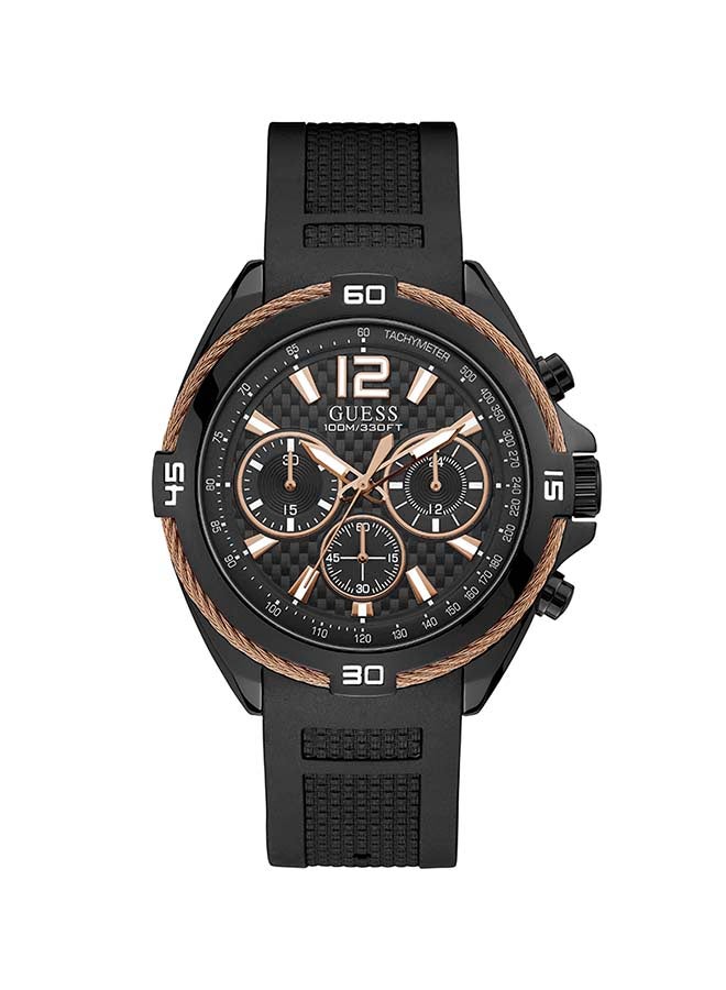 GUESS Men's Silicone Chronograph Watch W1168G3 - 45 mm - Black - Image 1