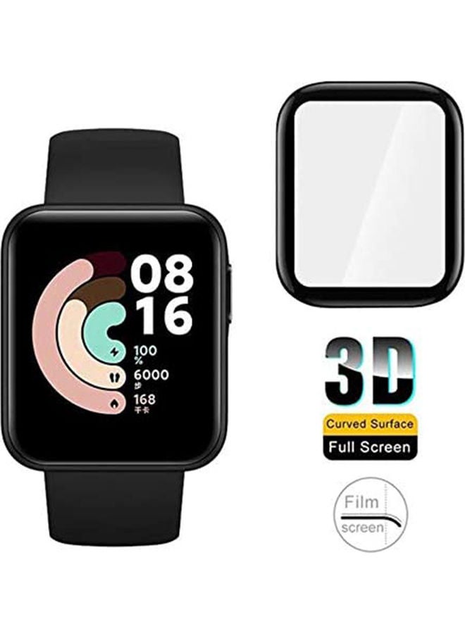 لاصقة حماية للشاشة ثلاثية الأبعاد بحواف منحنية وغطاء كامل ناعم وعالي الوضوح لساعة شاومي لايت أسود - Image 3