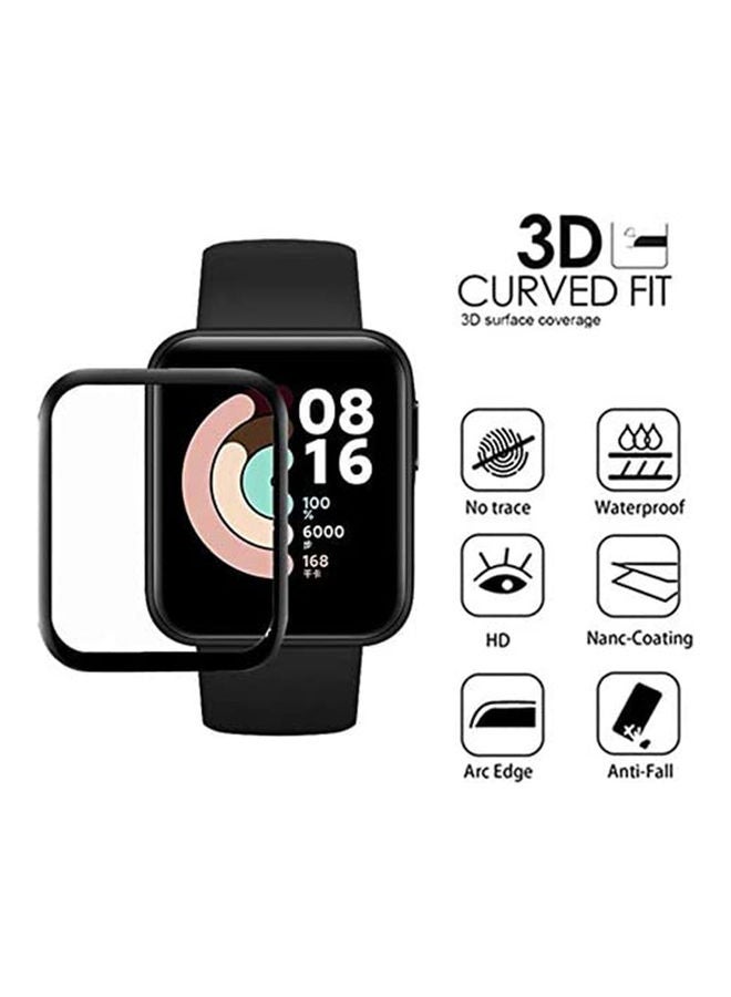 لاصقة حماية للشاشة ثلاثية الأبعاد بحواف منحنية وغطاء كامل ناعم وعالي الوضوح لساعة شاومي لايت أسود - Image 4