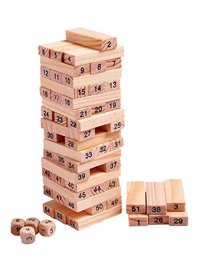 54 قطعة خشبية بتصميم برج من الخشب الصلب من مكعبات البناء بتصميم لعبة دومينو جينجا - Image 1