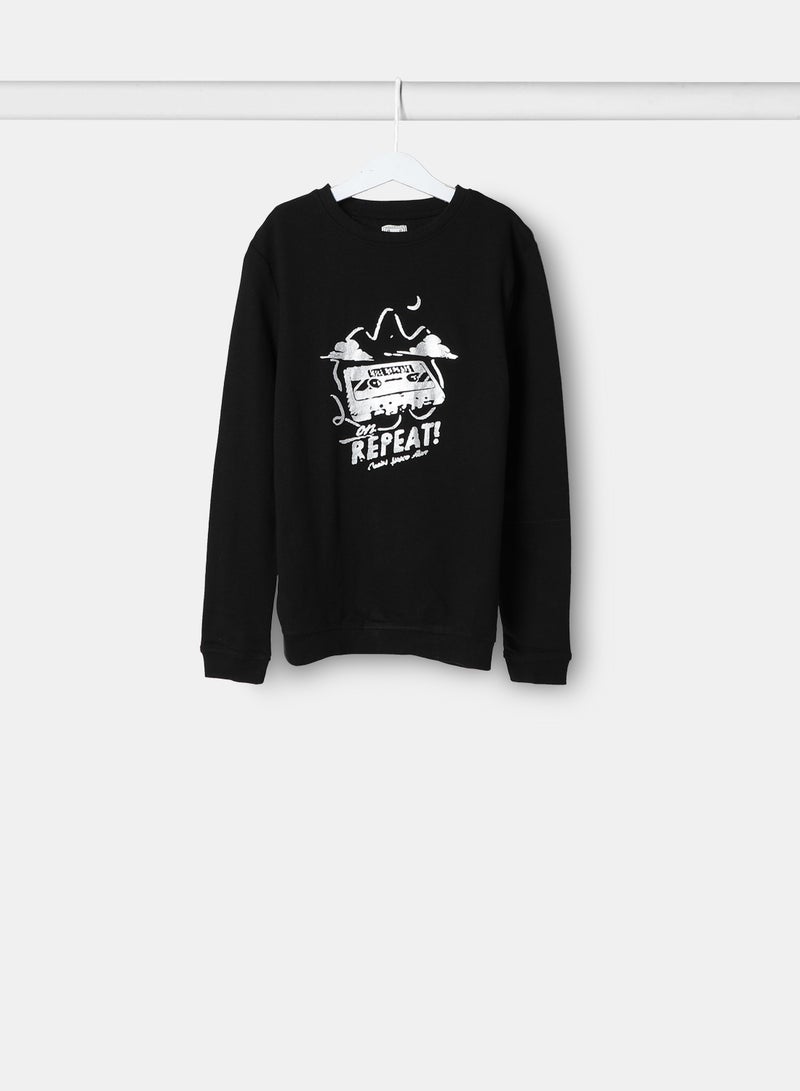 NEON - Round Neck Sweatshirt Jet Black - Image 1