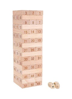 51-Piece Wooden Beech Building Block Set Stacking Board Game Shape And Number Recognition Educational Toy For Kids