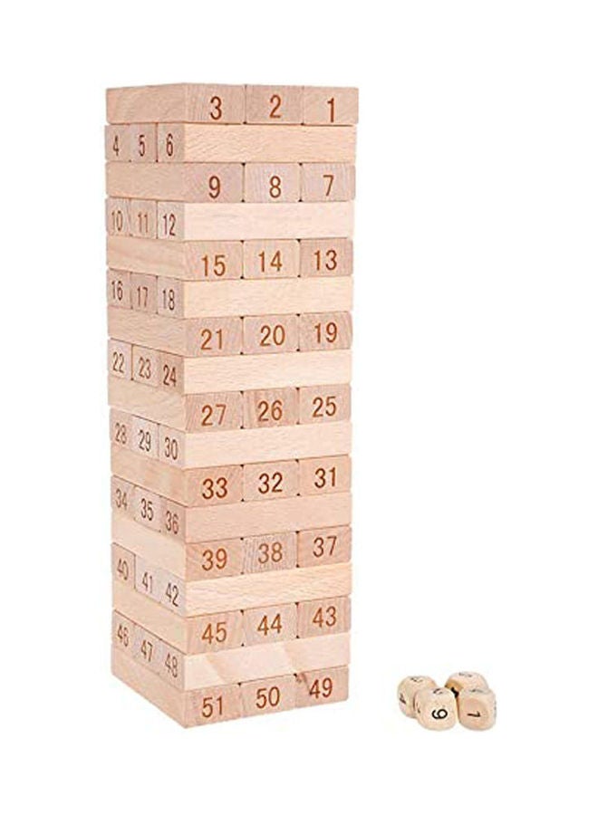 Generic 51-Piece Wooden Beech Building Block Set Stacking Board Game Shape And Number Recognition Educational Toy For Kids 