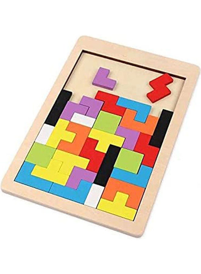 40-Piece Wooden Tetris Puzzle 3D Tangram - Image 1