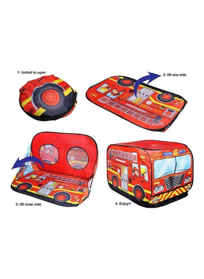Fire Truck Play Tent For Kids With Foldable Top And Back Slots - Image 2