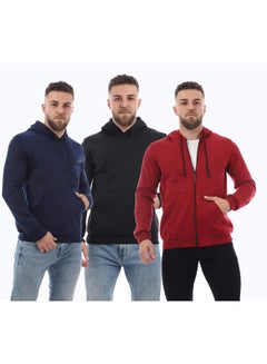 Pack Of 3 Plain Basic Hooded Neck Hoodie Multicolour
