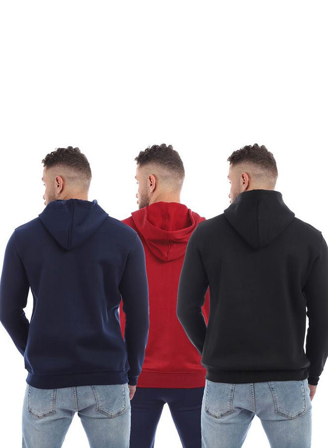 Caesar - Pack Of 3 Plain Basic Hooded Neck Hoodie Multicolour - Image 1