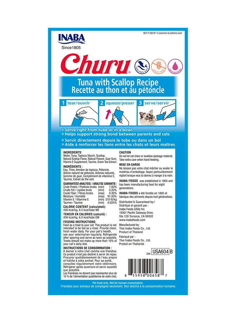 INABA Churu Tuna With Scallop Recipe Cat Food Brown 2ounce Pack of 4 - Image 2