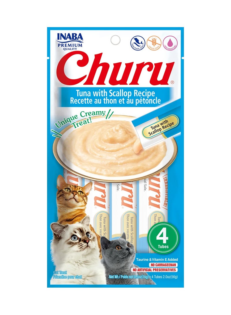 INABA Churu Tuna With Scallop Recipe Cat Food Brown 2ounce Pack of 4 - Image 1
