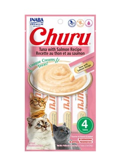 INABA Churu Tuna With Salmon Recipe Cat Food Brown 2ounce Pack of 4  - Image 1
