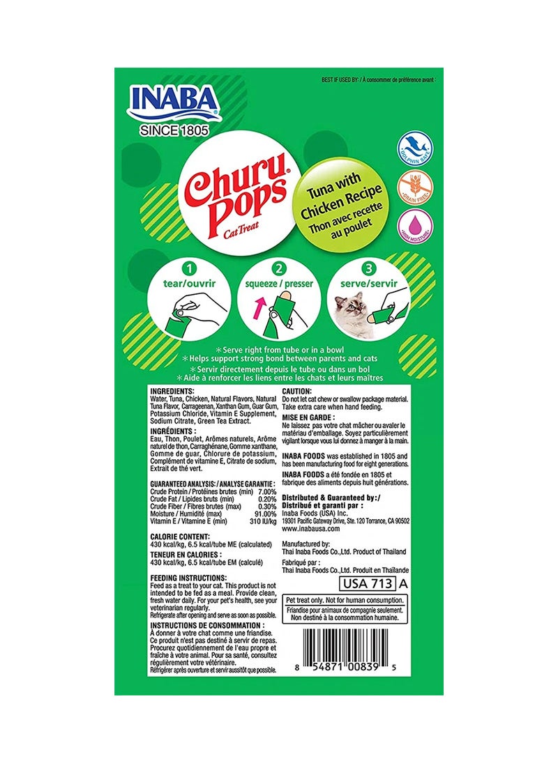 INABA - Churu Pops Tuna With Chicken Recipe Treat Brown 4 Pieces 60grams - Image 1