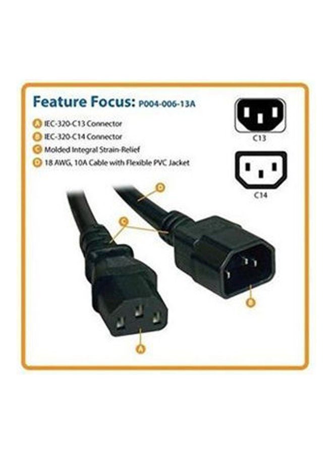 Generic - Power Extension Cord - 13A 16Awg - Iec-320-C14 To Iec-320-C13 P004-006-13A Black - Image 1