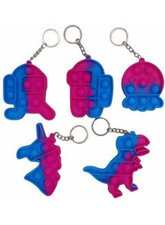 Generic Pop It Fidget Toys Sensory Keychain 5 Pcs Multicolour 