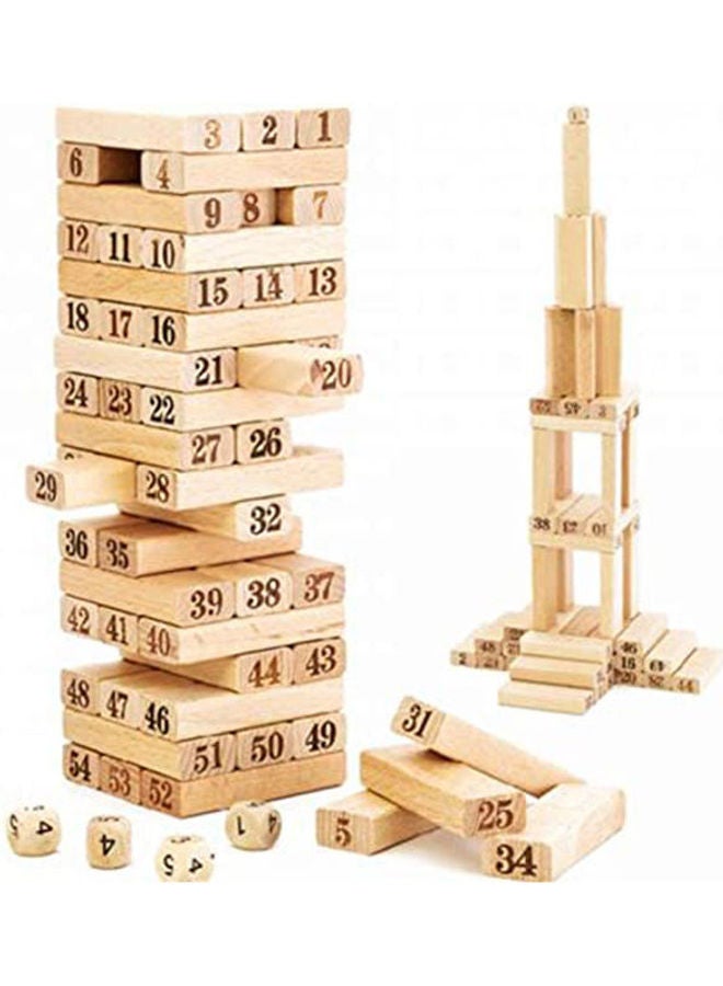 Jenga 54 Pieces Medium Size With Dice