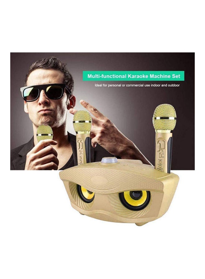 SDRD - Portable Karaoke Machine Wireless tooth Speaker with 2 Mircophones Home Karaoke Support AUX TF Card U Disk sda85s4dac1 Gold - Image 1