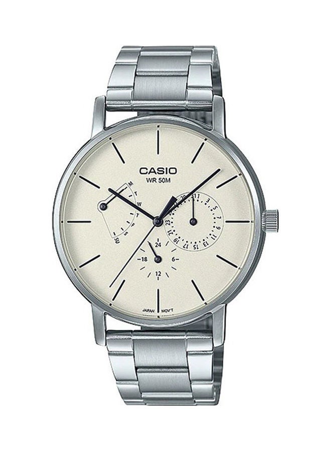 كاسيو ساعة يد بعقارب وسوار من الستانلس ستيل طراز MTP-E320D-9EVDF للرجال