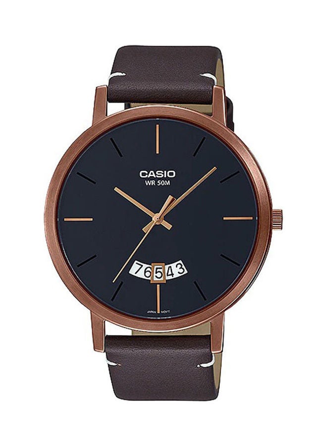 CASIO Men's Leather Analog Watch MTP-B100RL-1EVDF