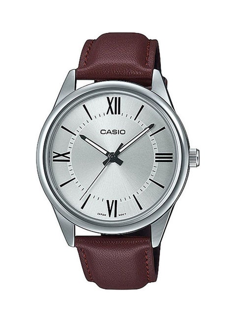 Men's Leather Analog Watch MTP-V005L-7B5UDF
