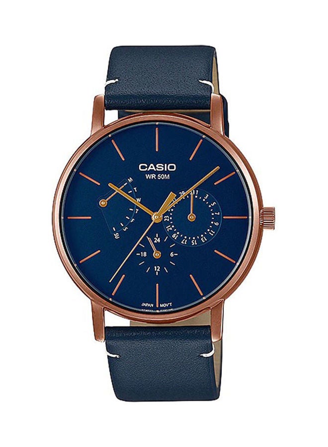 كاسيو ساعة يد بعقارب وسوار من الجلد طراز MTP-E320RL-2EVDF للرجال