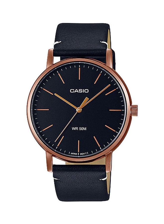 CASIO Men's Leather Strap Analog Wrist Watch MTP-E171RL-1EVDF - 47 mm - Black