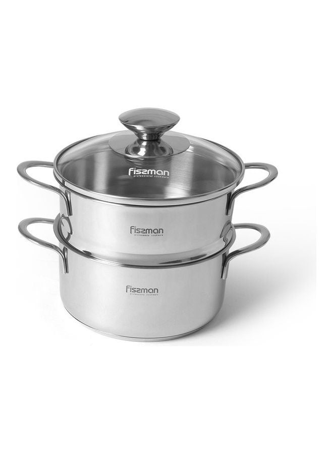 Fissman Casserole Bambino With Steamer And Lid Silver 14x70cm - Image 1
