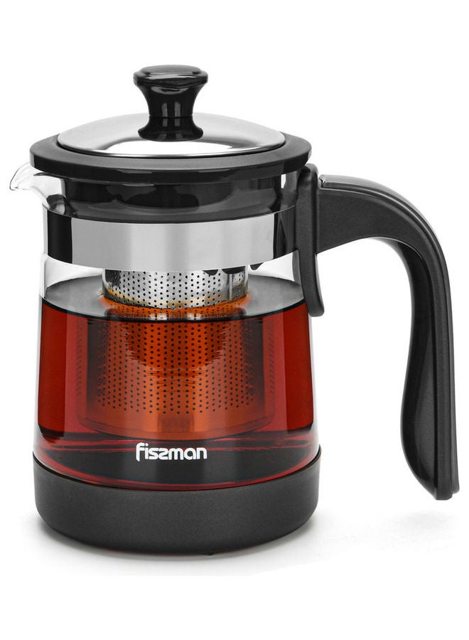 Fissman Borosilicate Tea Pot With Filter Black/Clear 750ml  - Image 1