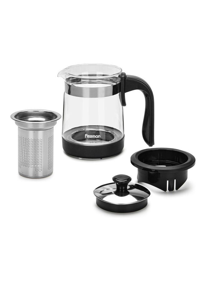 Fissman Borosilicate Tea Pot With Filter Black/Clear 750ml  - Image 3