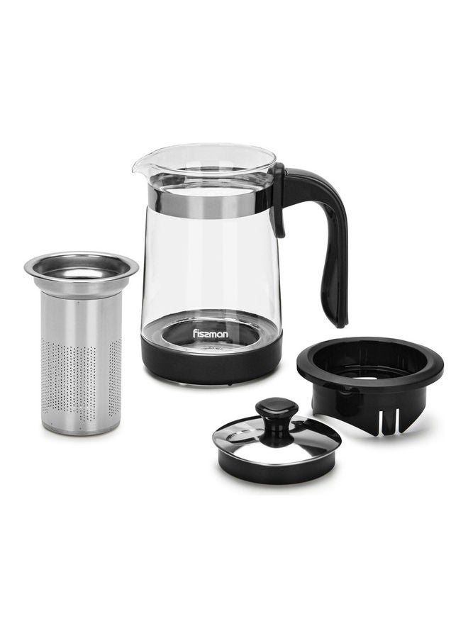 Fissman Borosilicate Tea Pot With Filter Black/Clear/Grey 950ml  - Image 3