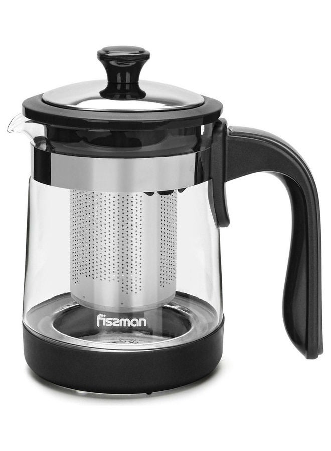 Fissman Borosilicate Tea Pot With Filter Black/Clear 750ml  - Image 2