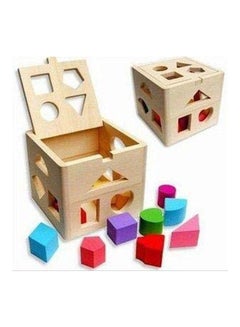 Shape Sorting Cube Classic Wooden Toy With 12 Shapes Handcrafted Toys