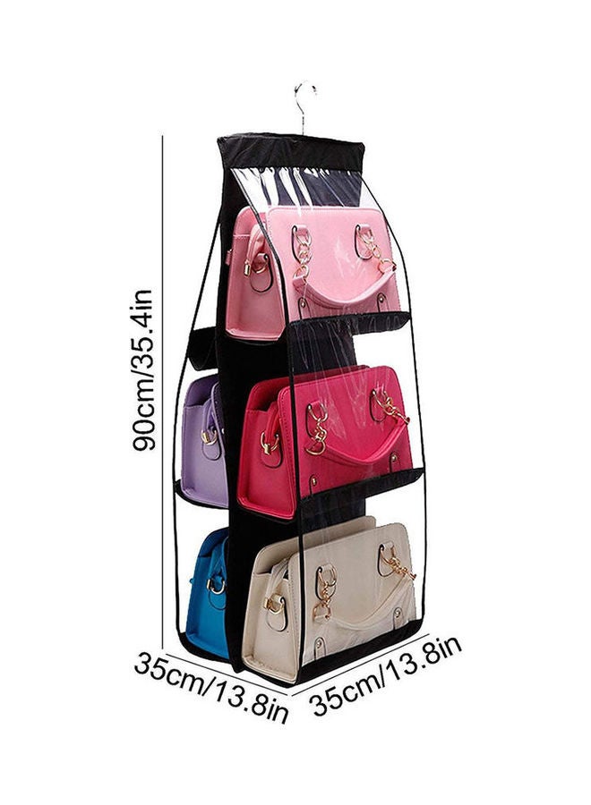 Generic 6-Pocket Hanging Purse Handbag Tote Storage Holder Organizer Black 90cm  - Image 2