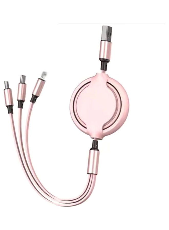 Liquid Silicone Three-In-One Phone Quick Charge Line Pink - Image 1