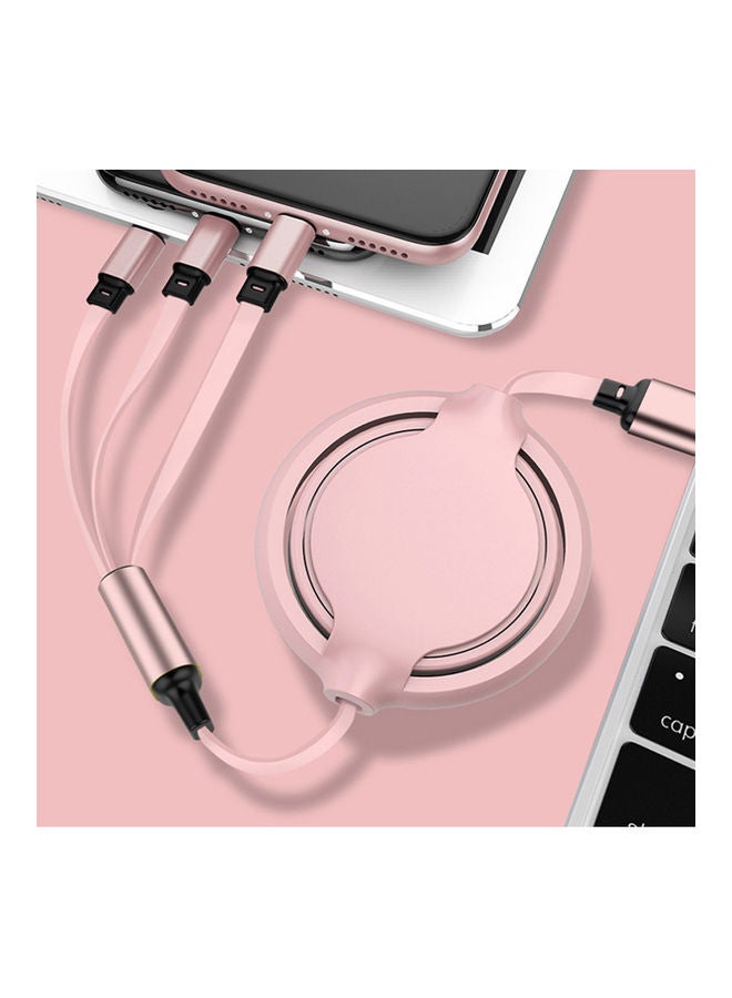 Liquid Silicone Three-In-One Phone Quick Charge Line Pink - Image 2