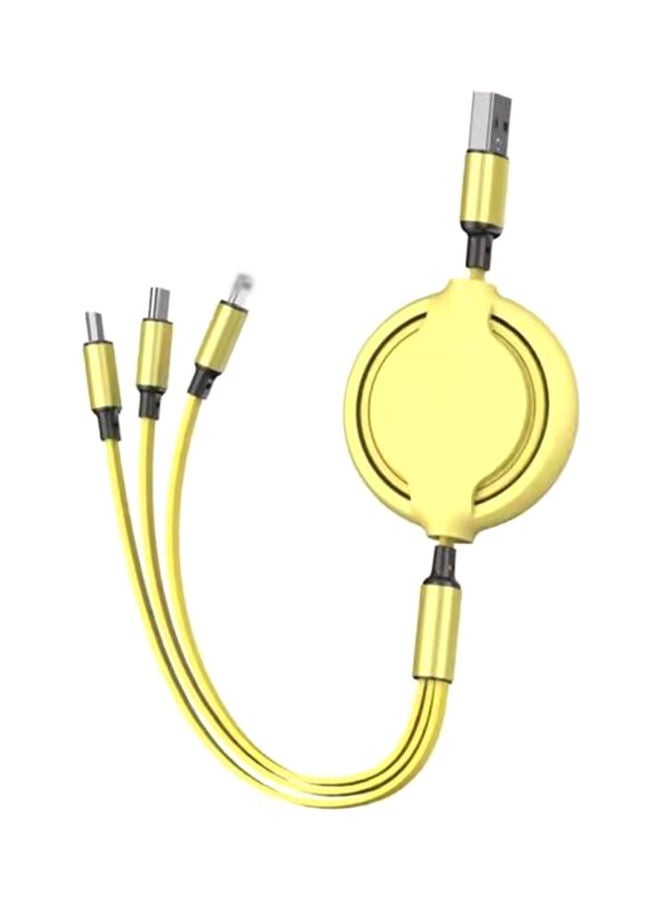 Liquid Silicone Three-In-One Phone Quick Charge Line Yellow - Image 1