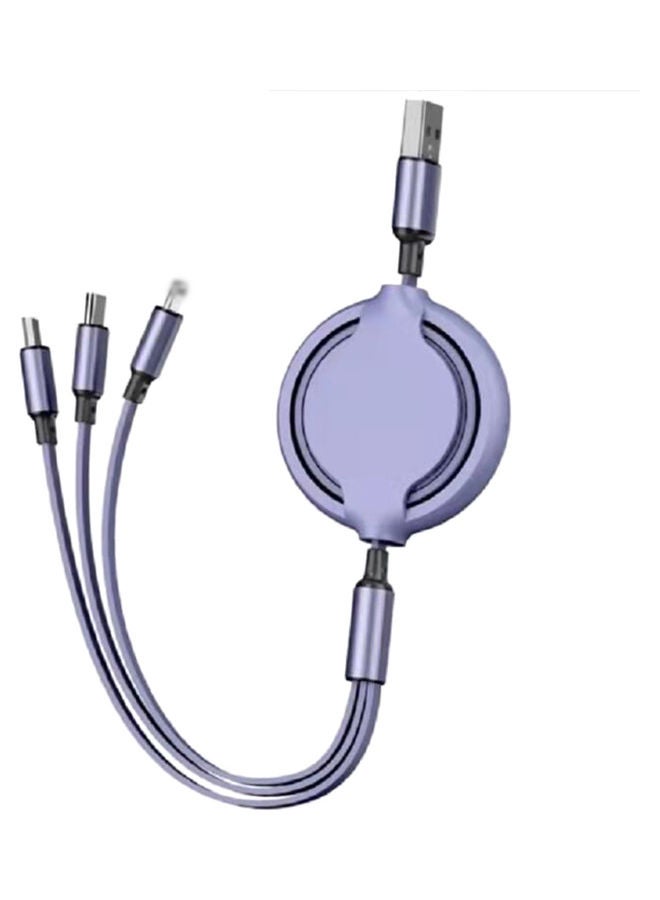 Liquid Silicone Three-In-One Phone Quick Charge Line Purple - Image 1