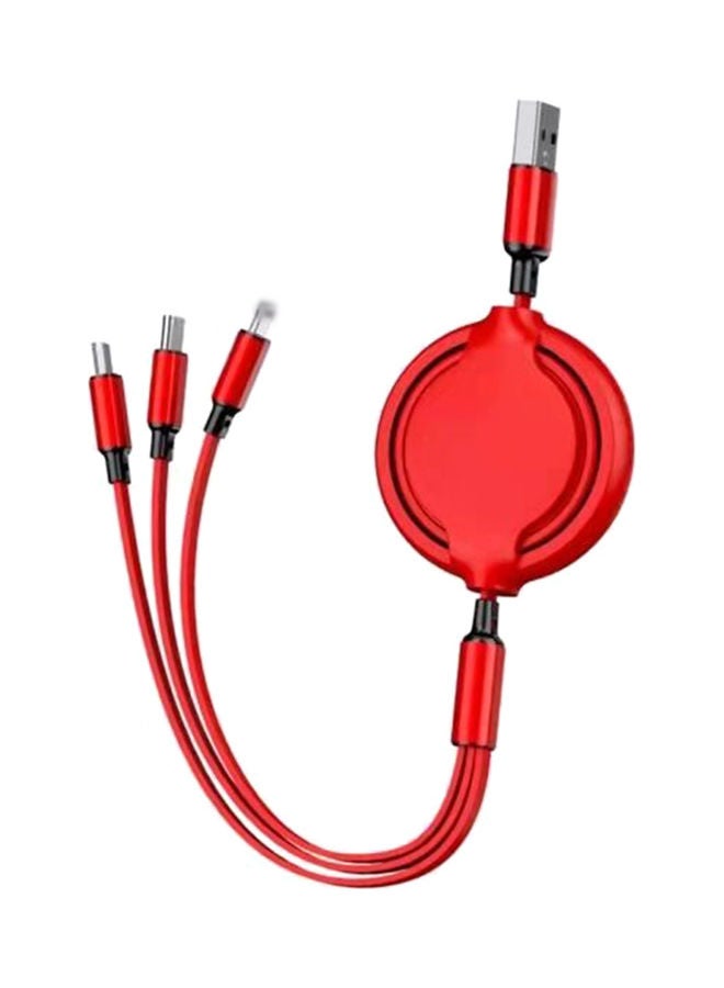 Liquid Silicone Three-In-One Phone Quick Charge Line Red - Image 1