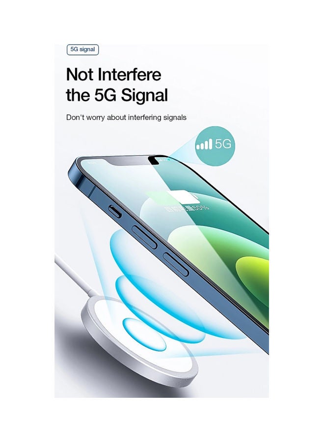 Generic - 15W Fast Magnetic Wireless Charger Compatible with iPhone 12/12 Pro Max/Mini/AirPods Pro White - Image 1