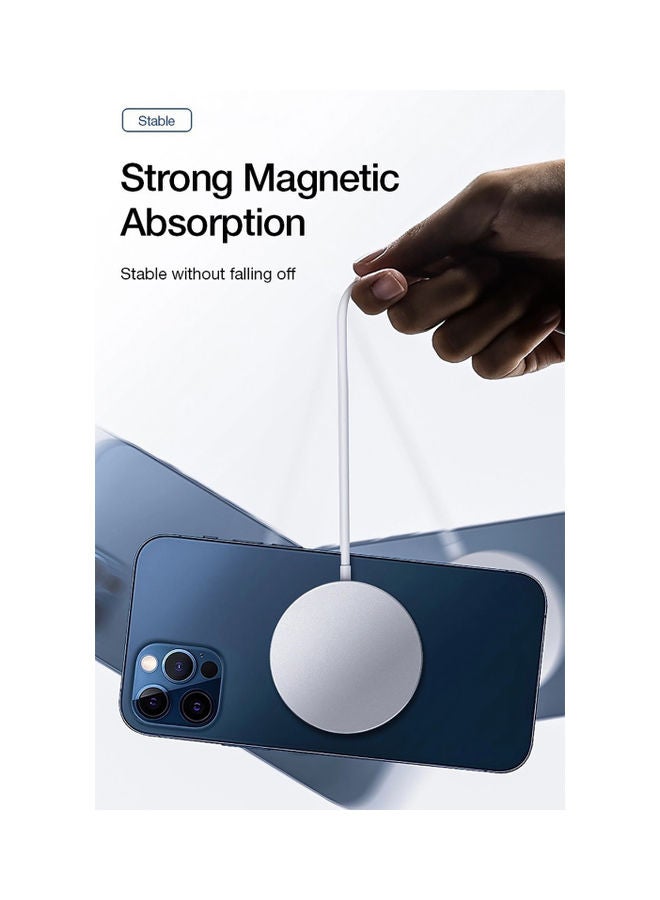 Generic - 15W Fast Magnetic Wireless Charger Compatible with iPhone 12/12 Pro Max/Mini/AirPods Pro White - Image 1