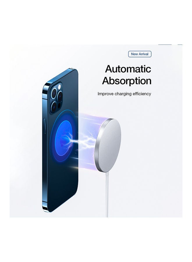 Generic - 15W Fast Magnetic Wireless Charger Compatible with iPhone 12/12 Pro Max/Mini/AirPods Pro White - Image 1