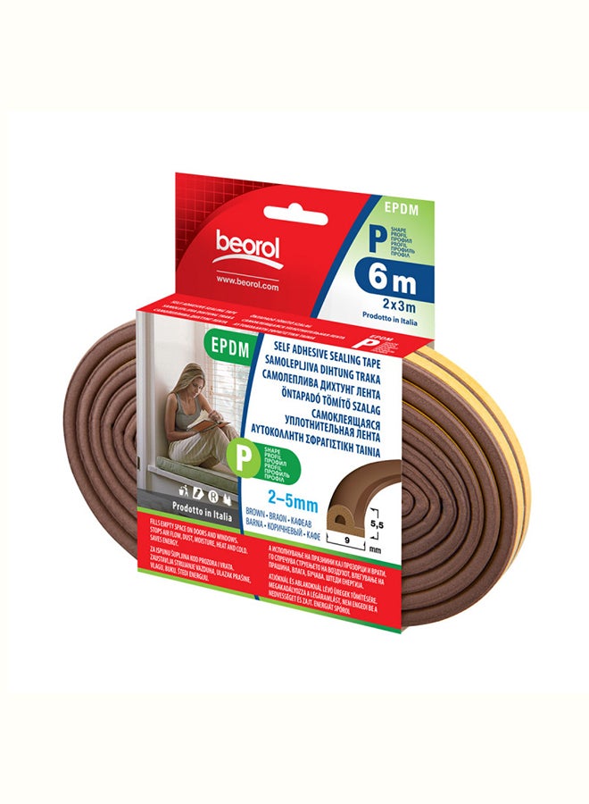 Beorol - Self Adhesive Doors And Windows Foam Seal Strip Brown 6meter - Image 1
